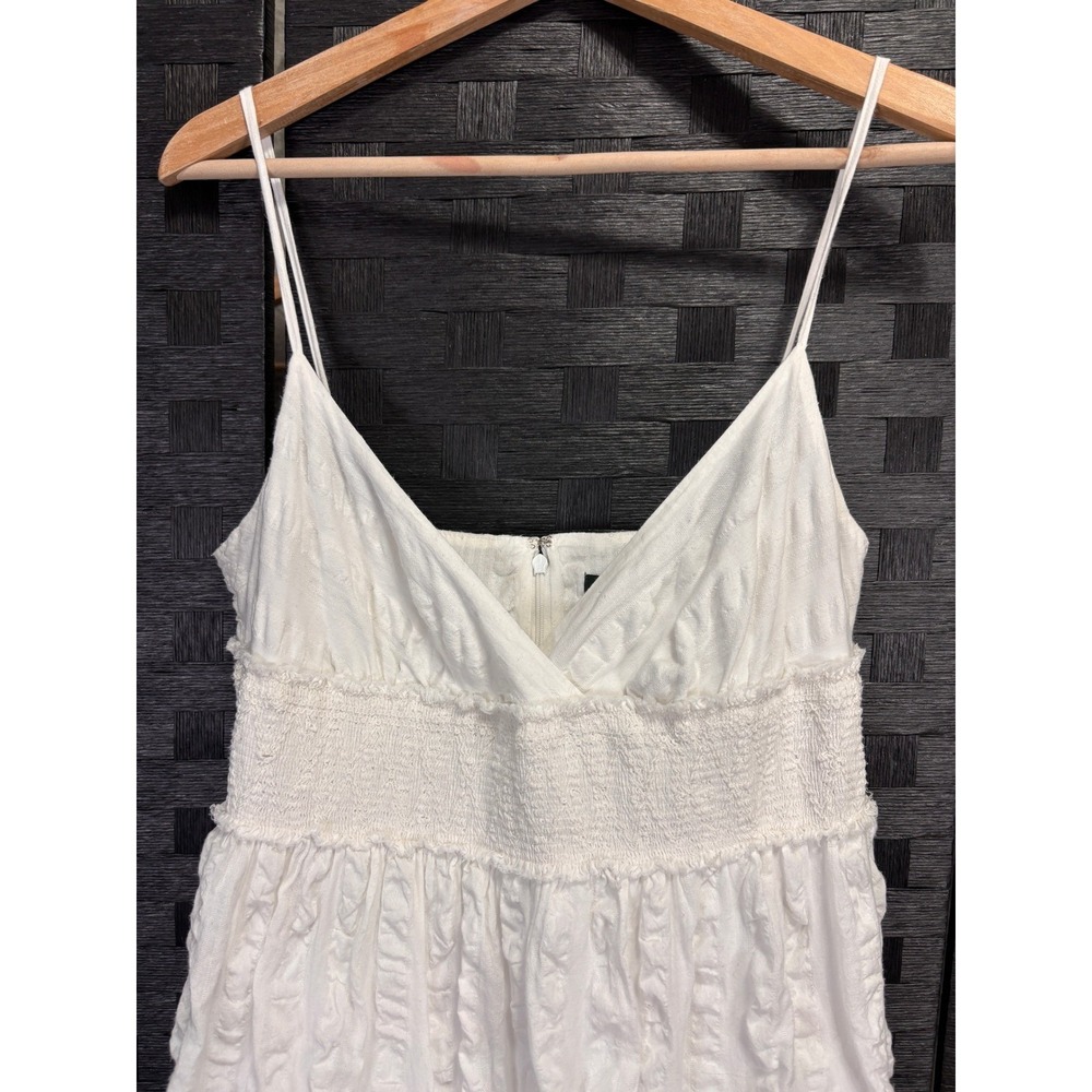 J.Crew Dress Women 10 White Cotton Seersucker Ruffle Hem Grad Bride Coquette - Picture 2 of 9